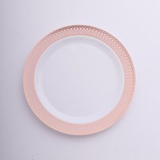 10 Round 10 in Disposable Dinner Plastic PLATES Spiral Trim Party Decorations