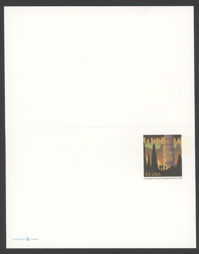 2002 US Scott #UX381 23c Carlsbad Caverns National Park Reply Card, FDC - Picture 2 of 2