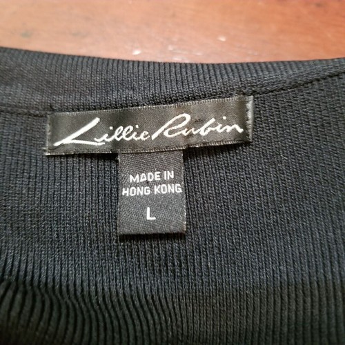 Lillie Rubin Damen Schwarz Perlen Schulterfrei Pullover 3/4 Ärmel Gr. L - Bild 8 von 10