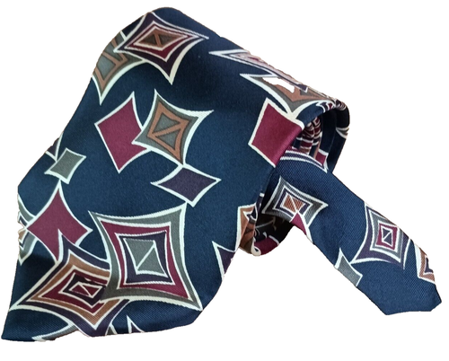 Damon Men's 3.75x63 Necktie All Silk Blue Diamond Tie Made USA Vintage - Picture 1 of 22