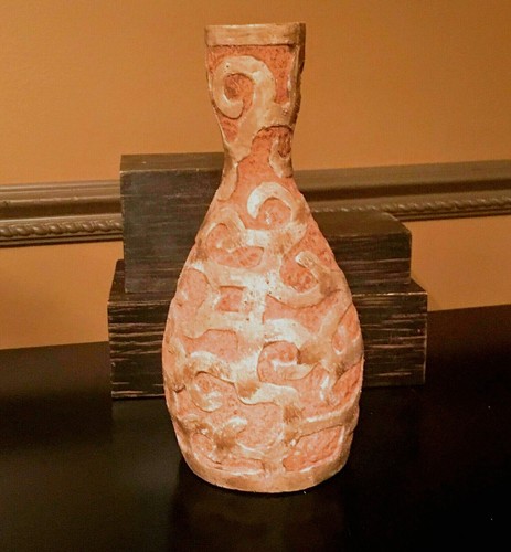 11,5" T Vintage 2003 APF Inc signierte Steingut Schnörkel Design Flasche Hals Vase - Bild 2 von 8