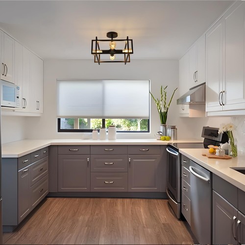 Semi Flush Mount Ceiling Light, 4-Light Black Farmhouse Industrial Metal Frame - Bild 6 von 10