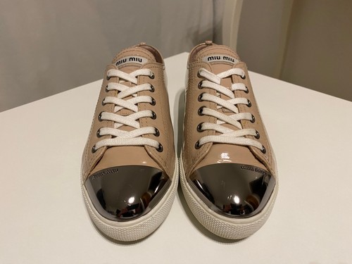 MIU MIU Damen Halbschuhe Schnürschuh Schnürer Gr.36,5(LP650€)Lackleder Beige NEU - Bild 6 von 24