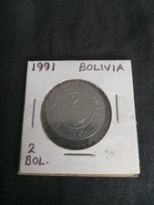 1991 Bolivia 2 Bolivianos Coin Rare See Pics Bin#1a