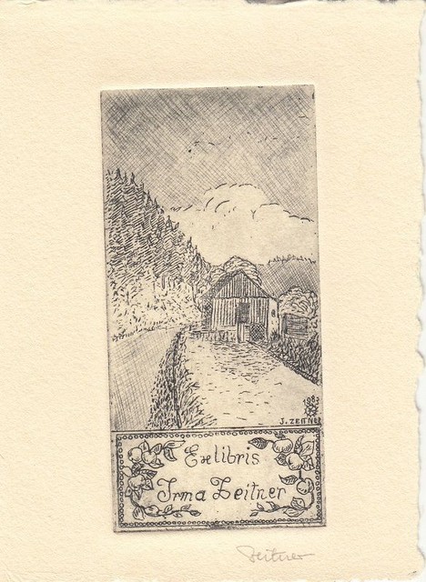 Exlibris Bookplate Etching Irma Zeitler 1922-1987 Ipse Hut Edge of the Forest Exlibris Bookplate Etching Irma Zeitler 1922-1987 Ipse Hut Edge of the Forest