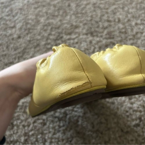 Chocolat Blu Cam2 Leather Pleated Comfort Flats in Yellow Size 7 - Picture 7 of 11