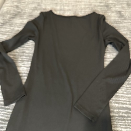 Shein Dress Bodycon Womens Small Maxi Black Ribbed Stretch Long Sleeve Side Slit - Picture 8 of 13