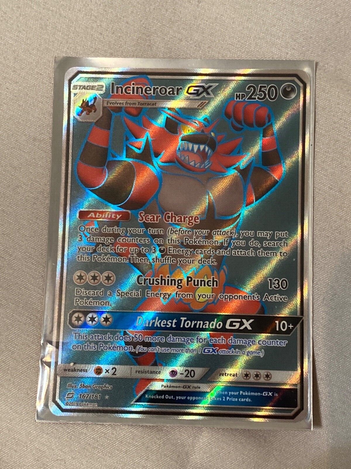 Pokemon INCINEROAR GX 167/181 - Team Up - ULTRA RARE FULL ART - MINT