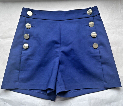 Tommy Hilfiger Women's Shorts Navy Blue Nautical Captain Gold Buttons size XS