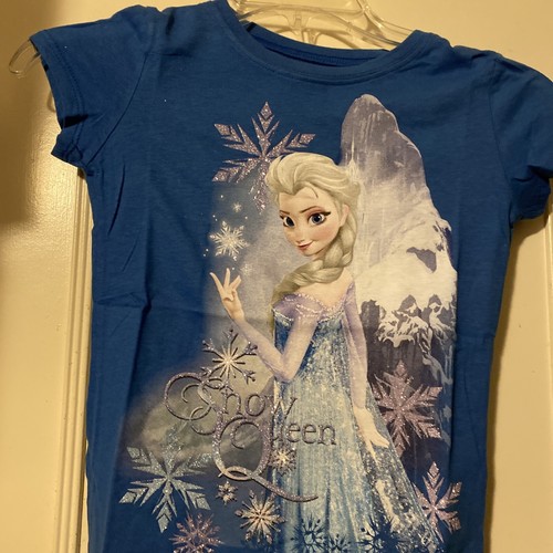 Disney Frozen 2 Snow Flake Queen Snow T-shirt Light Blue Elsa Small Shirt - Picture 4 of 4