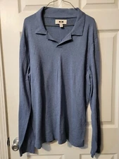 Joseph Abboud Sweater Mens 2XLT Blue Pullover Collar Shirt Cotton Blend (88