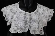 Edwardian Embroidered White Cotton Batiste Valenciennes Lace Collar Dress Trim