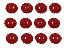 12 pcs 2" Red Genuine Suede Leather Scalloped Rosettes Slotted Rounds Western