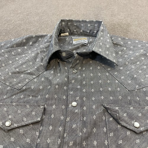 Samsons Shirt VTG 80s Gray Western Pearl Snap Riding Workwear Cotton Blend XL - Picture 2 of 12
