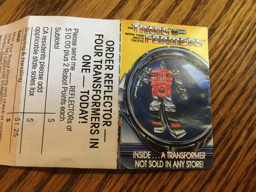 BONITO Transformers G1 Años 80 Pequeño Folleto Pedido por Correo Reflector - Imagen 5 de 5