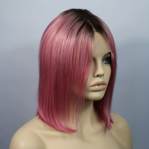 Remy Human12" Bob Blonde,Pink,Silver,Brown Hair Lace Front Hair Wigs - Picture 10 of 56