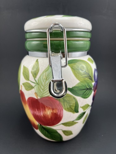 Sakura Sonoma Bote/Frasco con Tapa Bisagras Sello Fruta Pintado a Mano Usado en Excelente Condición 7.5" - Imagen 1 de 6