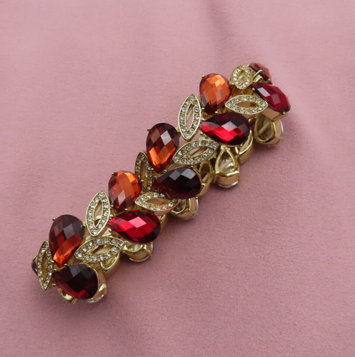 Anne Klein Red Crystal Necklace Earrings Bracelet Rhinestone Set Statement 780c - Bild 12 von 16