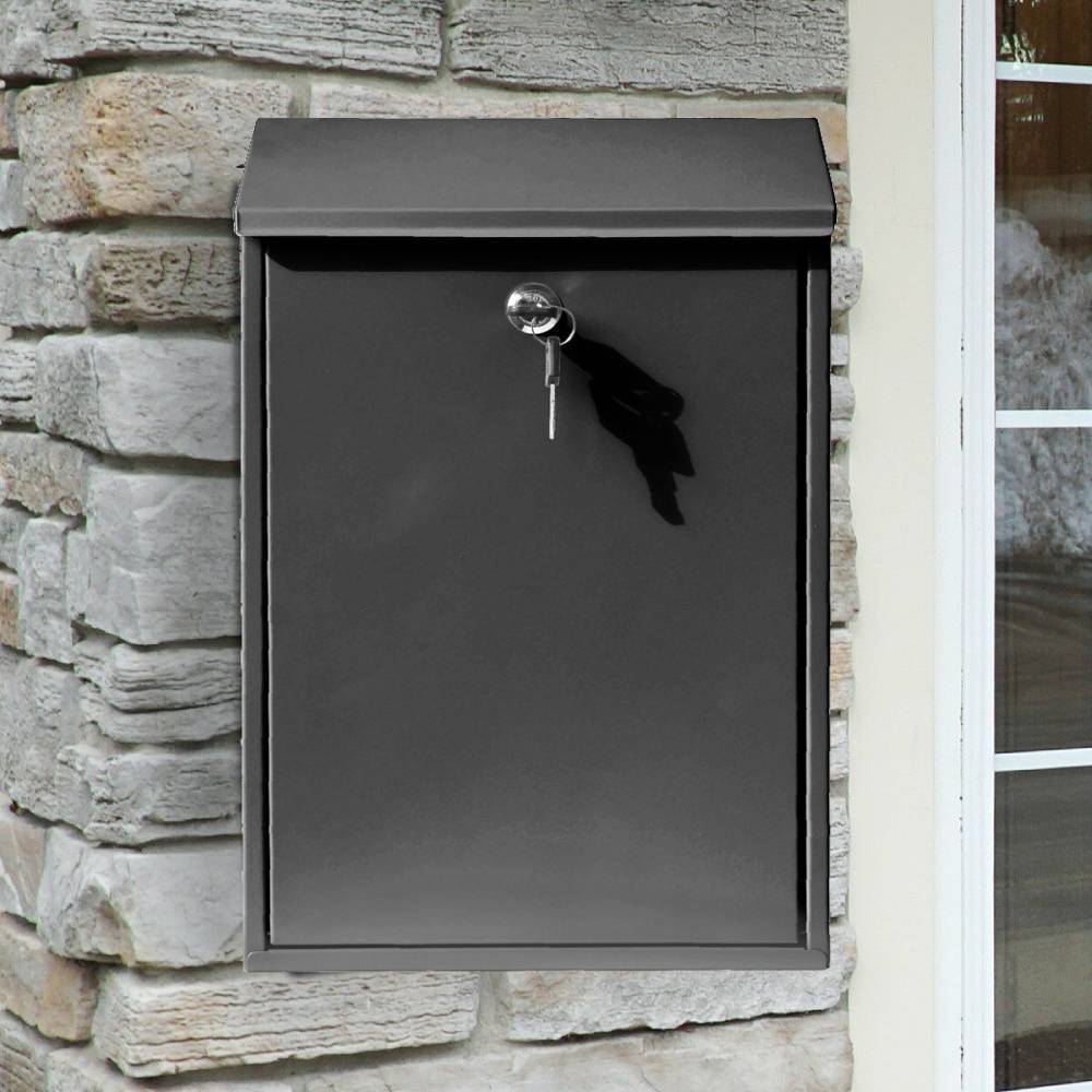 Outdoor Wallmounted Mail Box Post Letter Lockable Newspaper Slot Steel