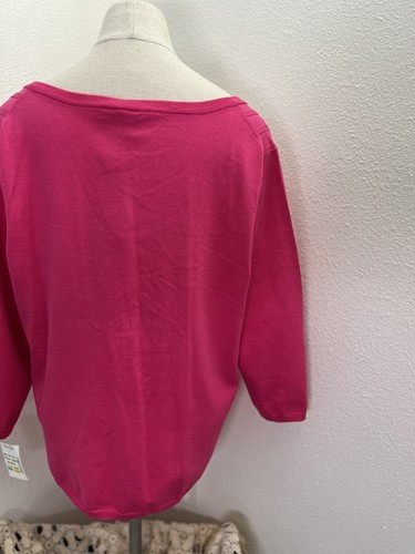 Essentials G Pink Pullover Sweater Sz. 2XL 3/4 Sleeve Square Neck NWT - Picture 8 of 17
