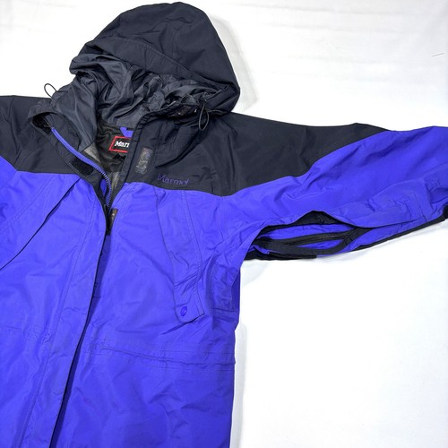 VTG Marmot 3 Ply Goretex Purple/Black Jacket Hiking Ski Rain Outdoor Mens Large - Picture 3 of 13