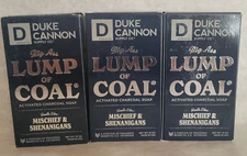 Duke Cannon Big Ass Lump of Coal Activated Charcoal Soap 3 Bars New