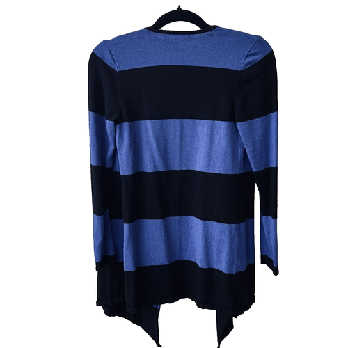 INC International Concepts - Black & Blue Wide Stripe Waterfall Open Cardigan M - Picture 5 of 11