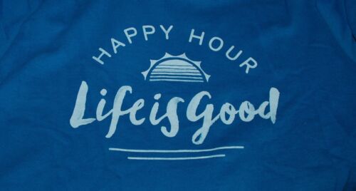 Large NWT Women's Life is Good Happy Hour Sun Blue Zip Front Hoodie Sweatshirt