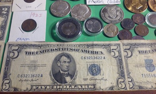 Junk Drawer Lot US Coins $5/2 Currency Bills Tokens Medals Some Silver + More - Picture 13 of 24