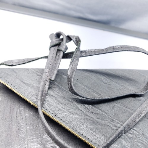 Jerri Bags Ltd. grau Aal genarbtes Leder Umschlag Clutch Handtasche 1960er USA - Bild 5 von 11