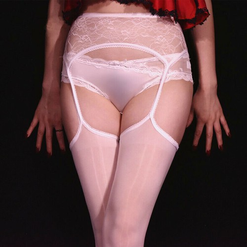 Womens Oil Shiny Glossy Stockings Garter Belt Lace Stay Up Thigh-High Hosiery - Picture 37 of 51