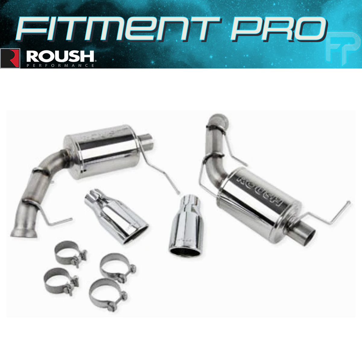 ROUSH デュアルマフラー ステンレス　S197 マスタング Roush 421145 Dual Exhaust Kit Round Tips For 2011-2014 Ford