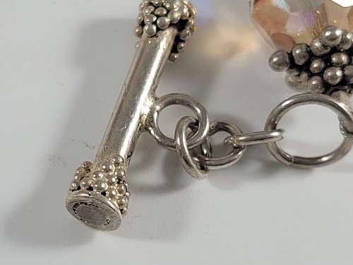 GORGEOUS Bracelet Sterling Silver Clear Beige Beaded Crystals 32 Grams Gr BOLD - Picture 13 of 17