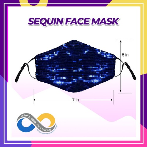 Bling Face Mask, Fashion Washable Sparkly Sequin Face Mask, Cotton Face Mask - Picture 5 of 19