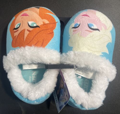 Disney Frozen Elsa & Anna Plush Slippers Toddler Size 7-8 - Picture 2 of 4