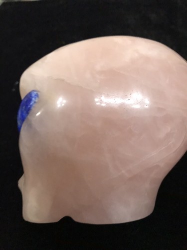 Kristall Alien Kopf/Totenkopf, über 4" GROSS, Rosenquarz Lapis Augen - Bild 4 von 7