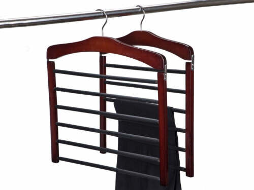 Wooden Specialty Multi-Pant Hanger (Walnut & Chrome) - Picture 3 of 5