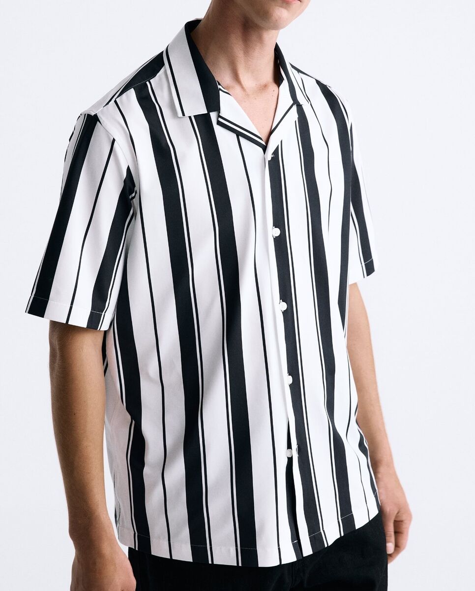 ZARA 'Stripe Print Stretch SS Shirt' Men's Button-Front S ZARA 'Stripe Print Stretch SS Shirt' Men's Button-Front S