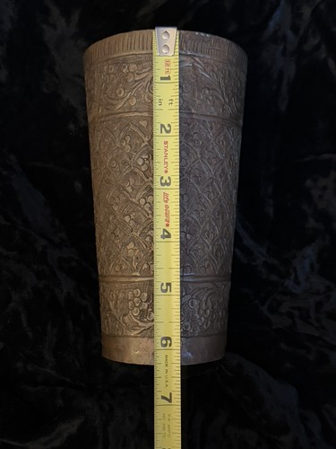 RARE 19th Century COPPER Hand Etched Cup/Vessel - Picture 8 of 9