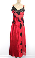 Vintage Fredericks of Hollywood Long Gown Nightgown Dress Sheer Red Satin M