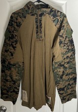USMC Woodland MARPAT Combat Shirt FROG Large Regular "Like New" FREE SHIPPING 