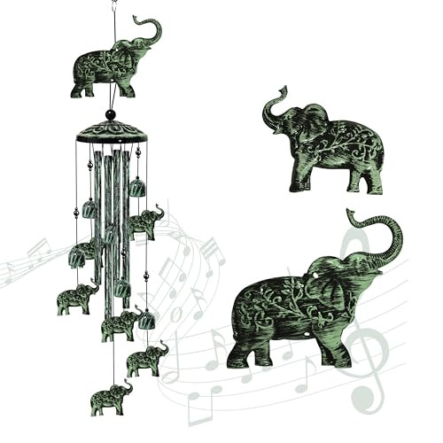 35" Elephant Wind Chimes for Outside, Elephant Wind Chimes Gifts - Picture 3 of 7