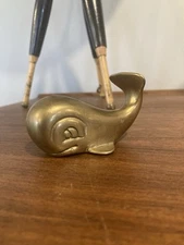 Brass Whale Paperweight Sculpture Figure Vintage 2” inch Ocean Nautical