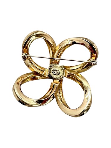 Broche de bisutería Dior de asa y talla oro joyería vintage - Imagen 3 de 4