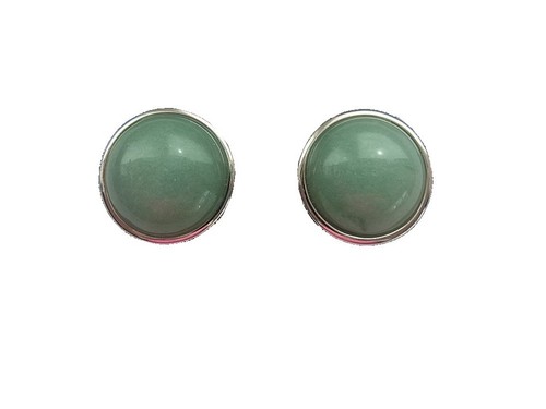 Clip On Earrings Earrings Gemstone Aventurine Green Silver - Picture 2 of 3