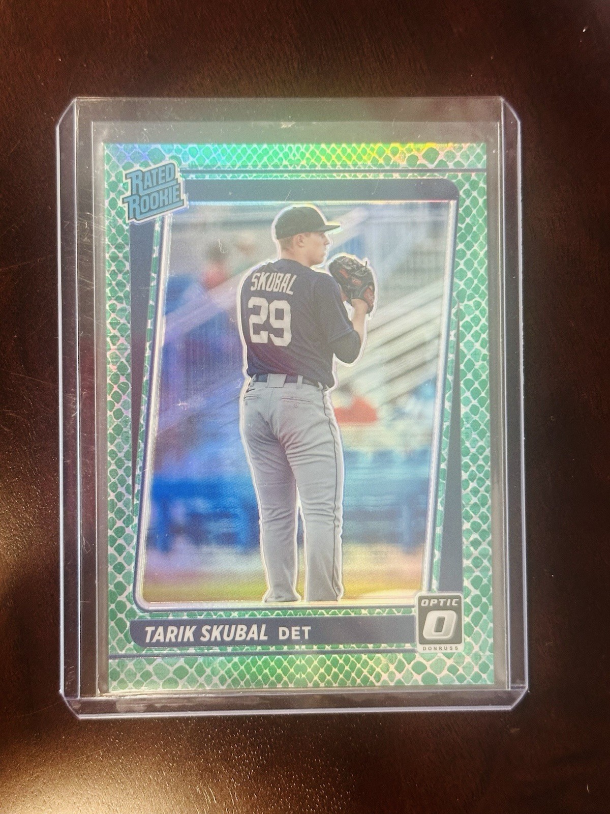 2021 Tarik Skubal Donruss Optic Prizm Green Dragon Scale Rated Rookie #’d/88