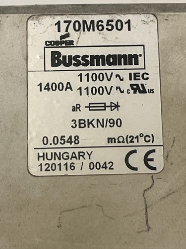 Bussmann High Speed Square Body Fuse Model: 170M6501 1400A - 1100V - Picture 2 of 6