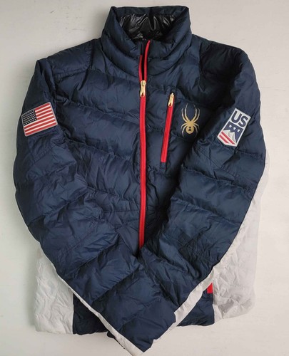 Spyder Team EE. UU. Plumón Relleno Aire Libre Esquí Rojo Blanco Azul Puffer Chaqueta Abrigo Para Hombres S - Imagen 3 de 9