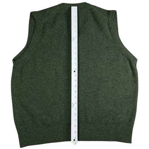 Vtg LL Bean Sweater Vest Mens Sz Large Green Pure New Lambswool Made in Scotland - Picture 7 of 8