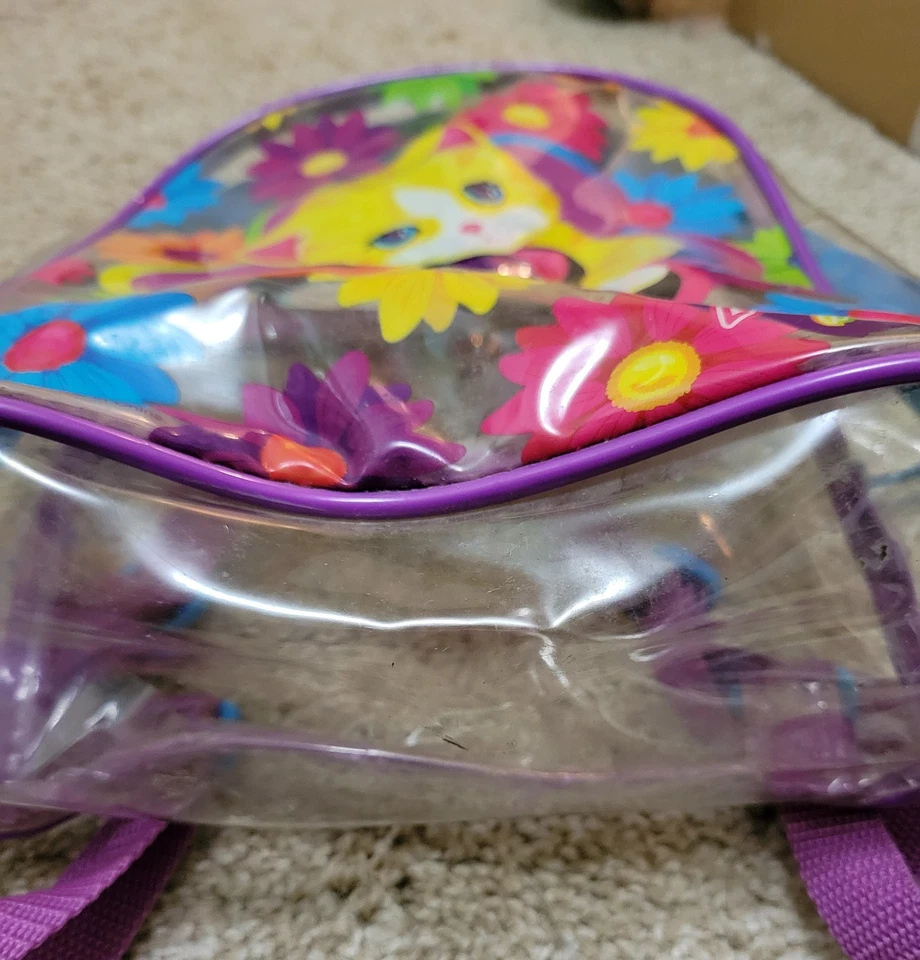 Mini mochila transparente vintage LISA FRANK años 90 gatitos de colección Foto 3 de 4